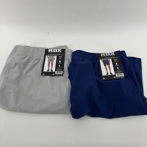 RBX Mens 8 Jacquard Knit Athletic Shorts Navy Blue Cargo Zip Pocket XL Lot of 2